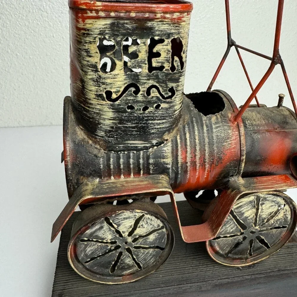 Vintage Metal Train by ORTMAN  Wooden stand